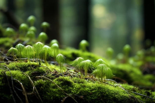 Enchanting Autumn Forest Bedecked in Lush Green Polytrichum Juniperinum Moss A Captivating AR 32 E