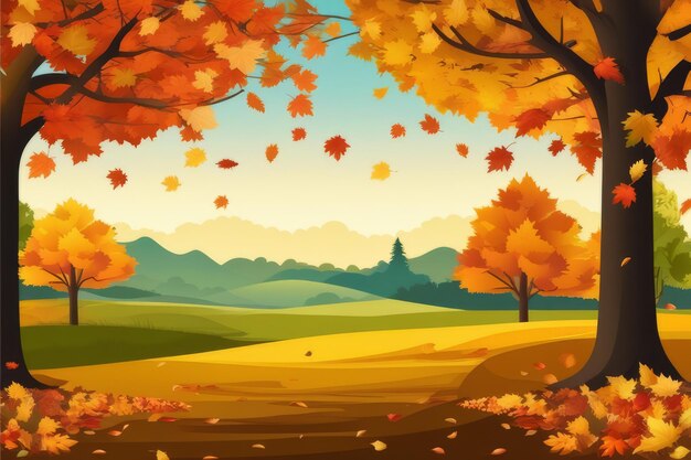 Photo enchanting autumn harmony vibrant foliage and serene forest bliss