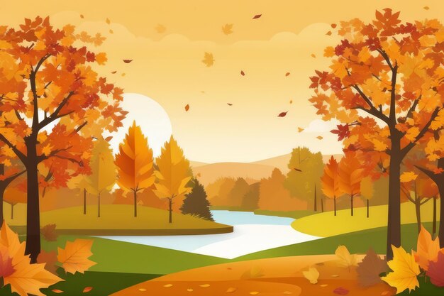 Enchanting Autumn Harmony Vibrant Foliage and Serene Forest Bliss