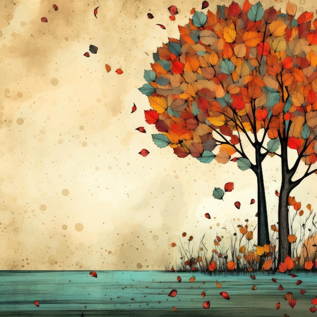 Enchanting autumn whimsical fall background in png