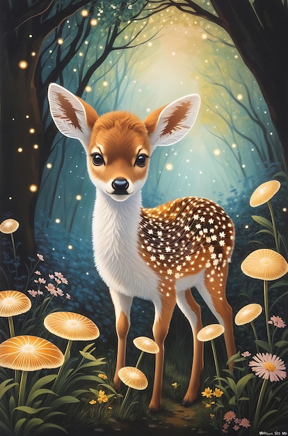 Enchanting Baby Deer in Forest UltraDetailed Oil Painting by MSchiffer