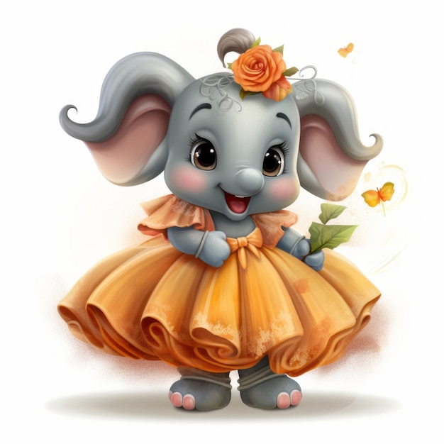 The Enchanting Ballet of the Gray Tutu Elephant A Vibrant Animated Delight with Pumpkins