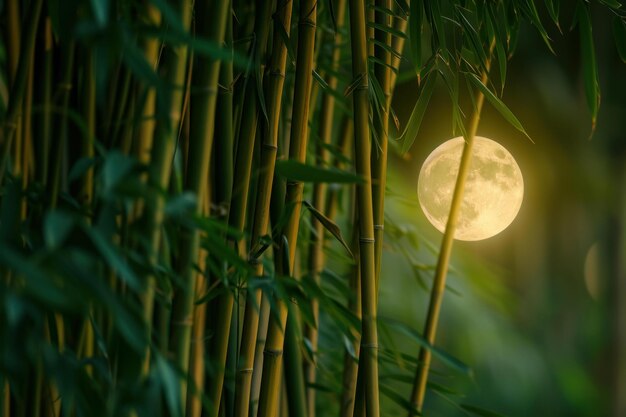 Enchanting Bamboos moon light nature Generate Ai