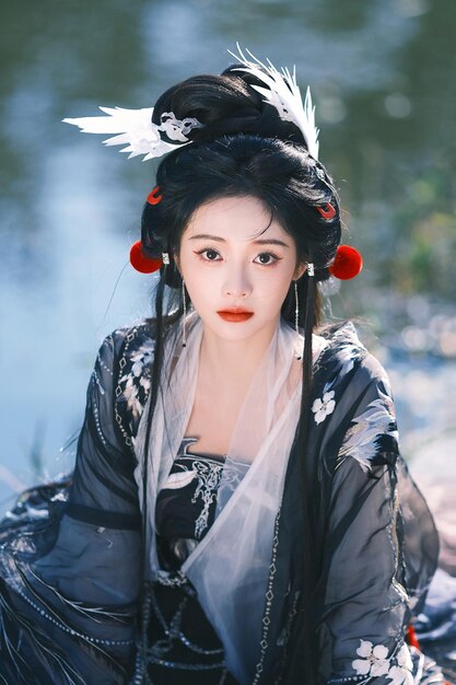 Photo enchanting beauties in hanfu embracing tradition with outdoor grace