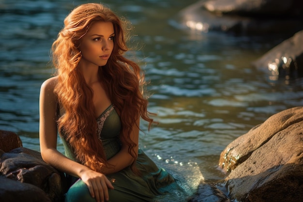 Enchanting beauty of a mermaid gracefully swimming in the sea