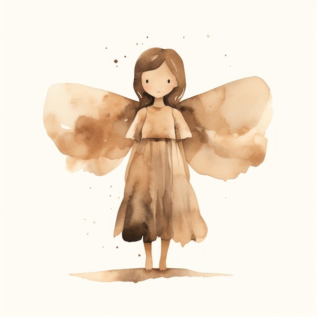 Enchanting Beige Fairy in a Dark Beige Dress AI Generated