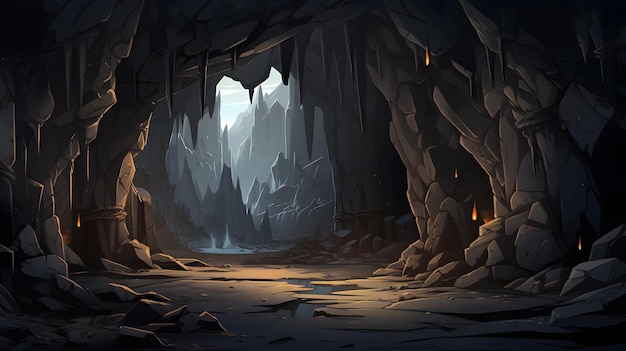 Enchanting Cave with a Glimmering Light at the End A Captivating Stock Image Generated by AI