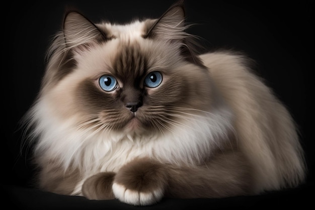 Photo the enchanting charm of ragdoll breed cats adorable fluffballs on dark background