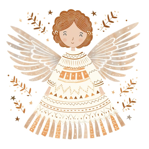 Photo enchanting children's christmas card illustration showcasing a celestial christmas angel