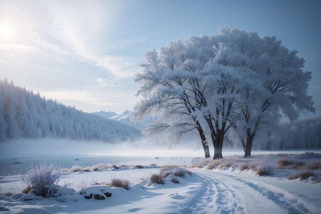 Enchanting chill blurred winter dreamscape