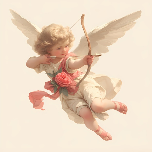 Photo enchanting cupid illustration in flight