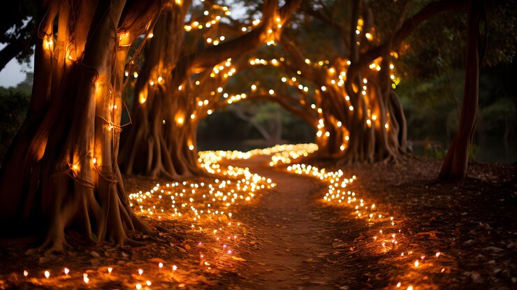 Photo the enchanting dance of celestial lights and crystal whispers