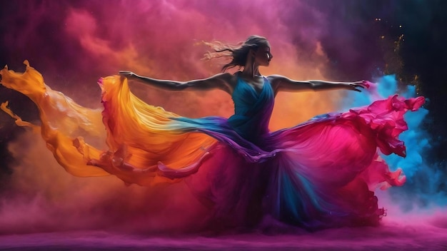 The enchanting dance freeflowing colors in liquid art with an ethereal touch