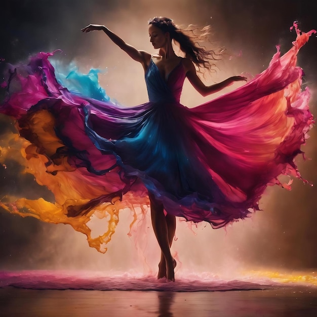 The enchanting dance freeflowing colors in liquid art with an ethereal touch