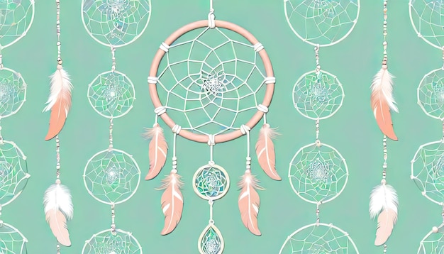 Enchanting Dreamweaver Mint Cream Platinum and Salmon Pink Abstract Harmony