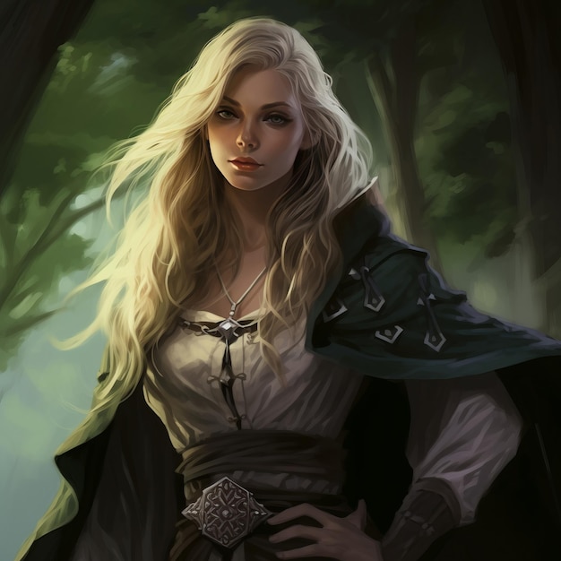 The enchanting elegance of aerie a youthful adult elf mage in battle robes