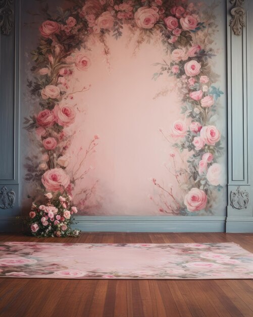 Enchanting Elegance A Captivating Handpainted Panelled Room Adorned with Blooming Roses