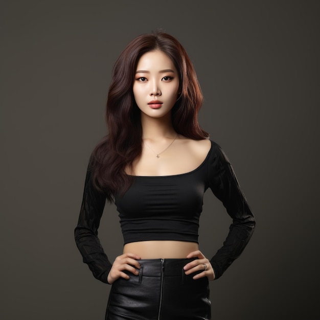 Enchanting Elegance A Captivating Kpop Muse in a Chic Black Ensemble