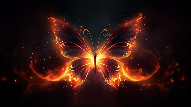 Enchanting Elegance Fiery Magic Butterfly with Glowing Sparkles