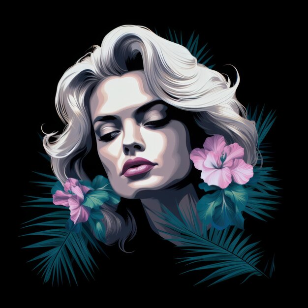 Enchanting Elegance A Melange of Margot Robbie and Hawaiian Flowers in the Spellbinding Realism of