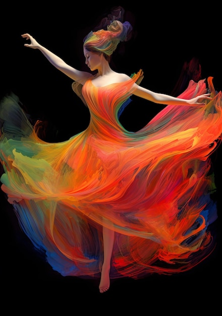 バレエ ファッションと優美な女性の魅惑的なエレガンス水彩イラスト