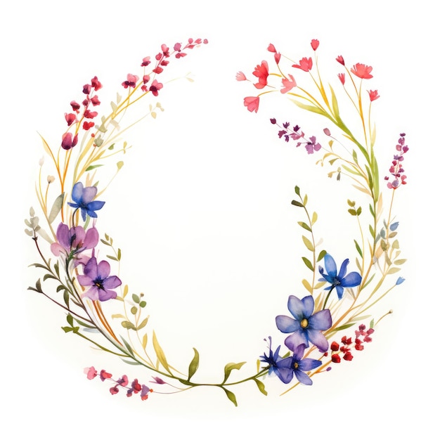Photo enchanting elegance a watercolor wildflower wreath inspired by john singer sargent's expressive sty