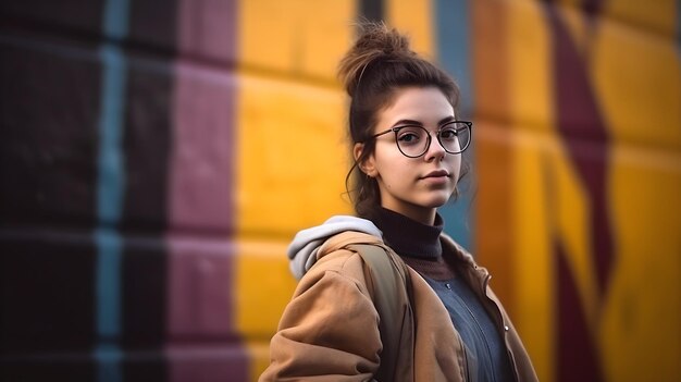 Photo enchanting encounter college student discovers magic in the presence of the captivating wall