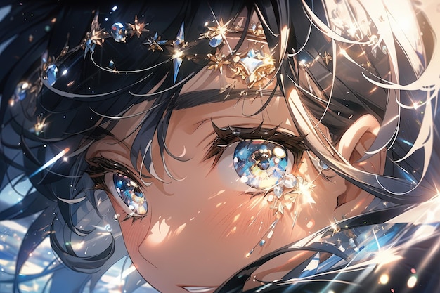 Enchanting Eyes tell tales of mystery and allure as a captivating girl draws you into her world leaving you spellbound by her magnetic presence manga anime style illustration generative ai