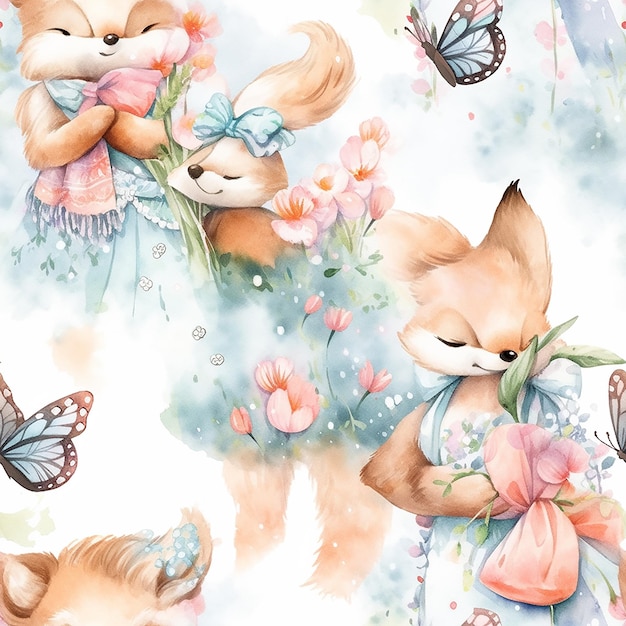 Enchanting Fairy Fox in Meadow Watercolor Finish Illustration