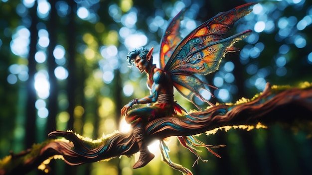 Enchanting Fairy op Gnarled Branch Macro Shot