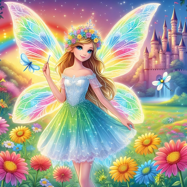 Enchanting Fairy Princess Illustration Magical Fantasy Art for Design Projects