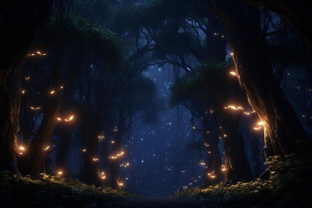神秘的な森を照らす魅惑のホタル 00269 02