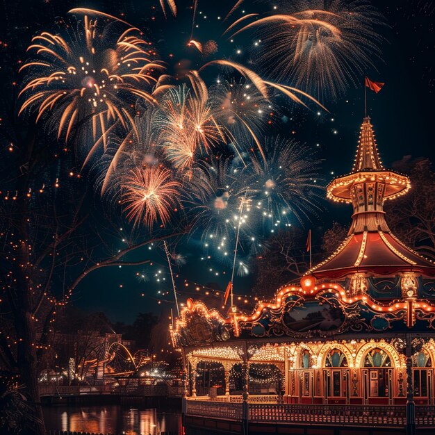 Photo enchanting fireworks display at tivoli gardens at night