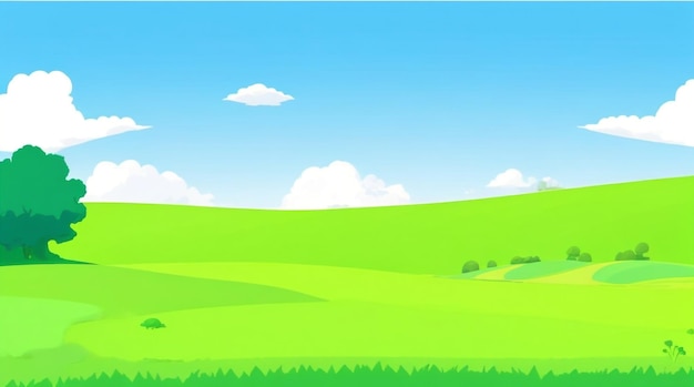 Enchanting FlatStyle Drawing of a Tranquil Valley Landscape