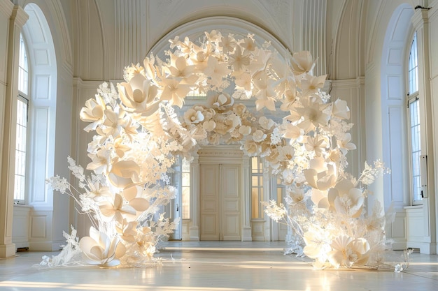 Photo enchanting floral archway a stunning fusion of geology and baroque elegance