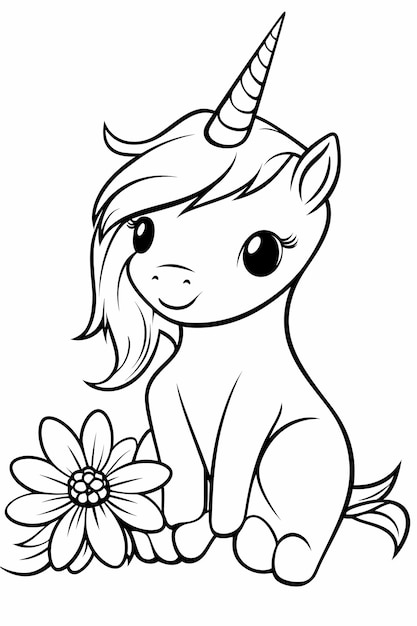 Enchanting Flower Friends Vector Coloring Page of a Happy Baby Fairy for Kids