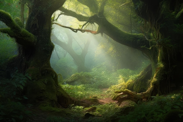 Enchanting forest Beautiful illustration picture Generative AI