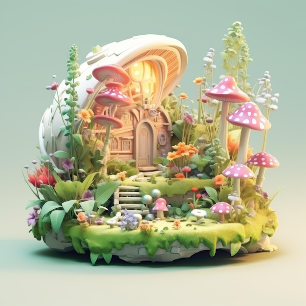 Enchanting Forest Glade 3d illustration