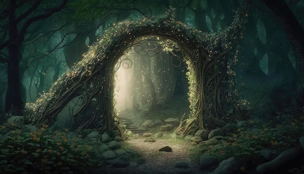 Enchanting Forest Glade Magical Atmosphere Wallpaper Generative AI