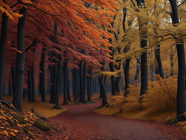 Enchanting forest scenery in autumn Ai generation