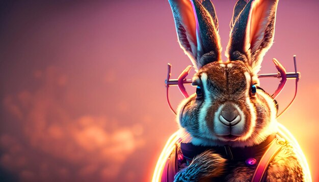 Photo enchanting gaze in cinematic sunset light flawless detail ultra clear imagery rabbit's grace