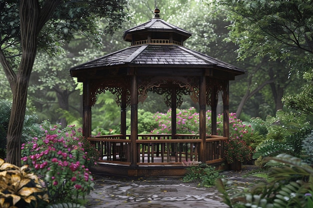 Photo enchanting gazebo in a garden octane render k uh