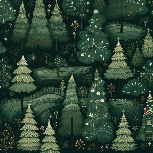 Premium AI Image  Enchanting Green Christmas Unveiling the Festive Pattern