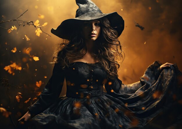 Premium AI Image  Enchanting Halloween Witch A Mysterious Sorceress 