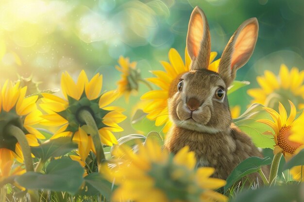 An enchanting image of a cute brown rabbit peeking generative ai