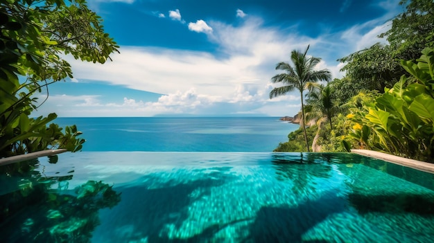 An enchanting image of a luxurious infinity pool providing a tranquil and indulgent setting for an unforgettable summer retreat