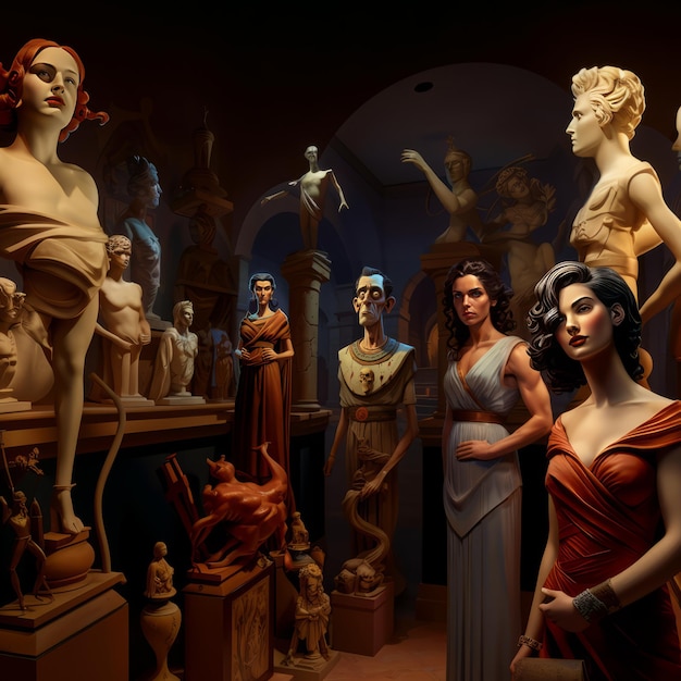 Photo the enchanting journey animated etruscan caricatures in the spirited style of sergio pablos' klaus