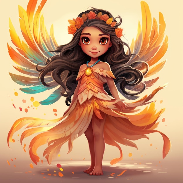 The Enchanting Journey of Phoenixella A Delightful Cartoon Character with Braided Hair Feathered S