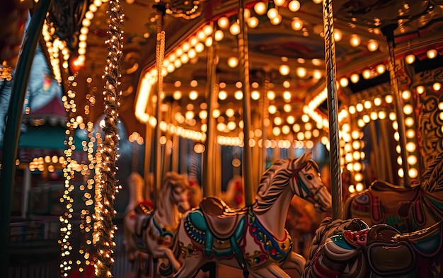 Photo enchanting lights carousel fantasy