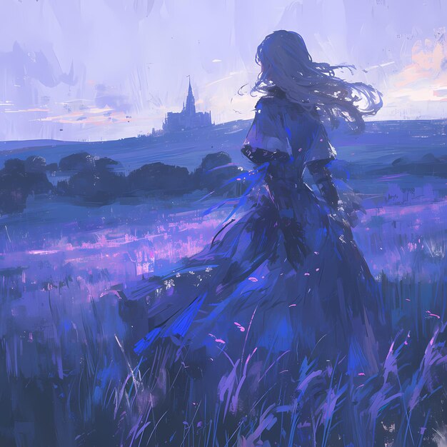 Очаровательная дева на туманном поле